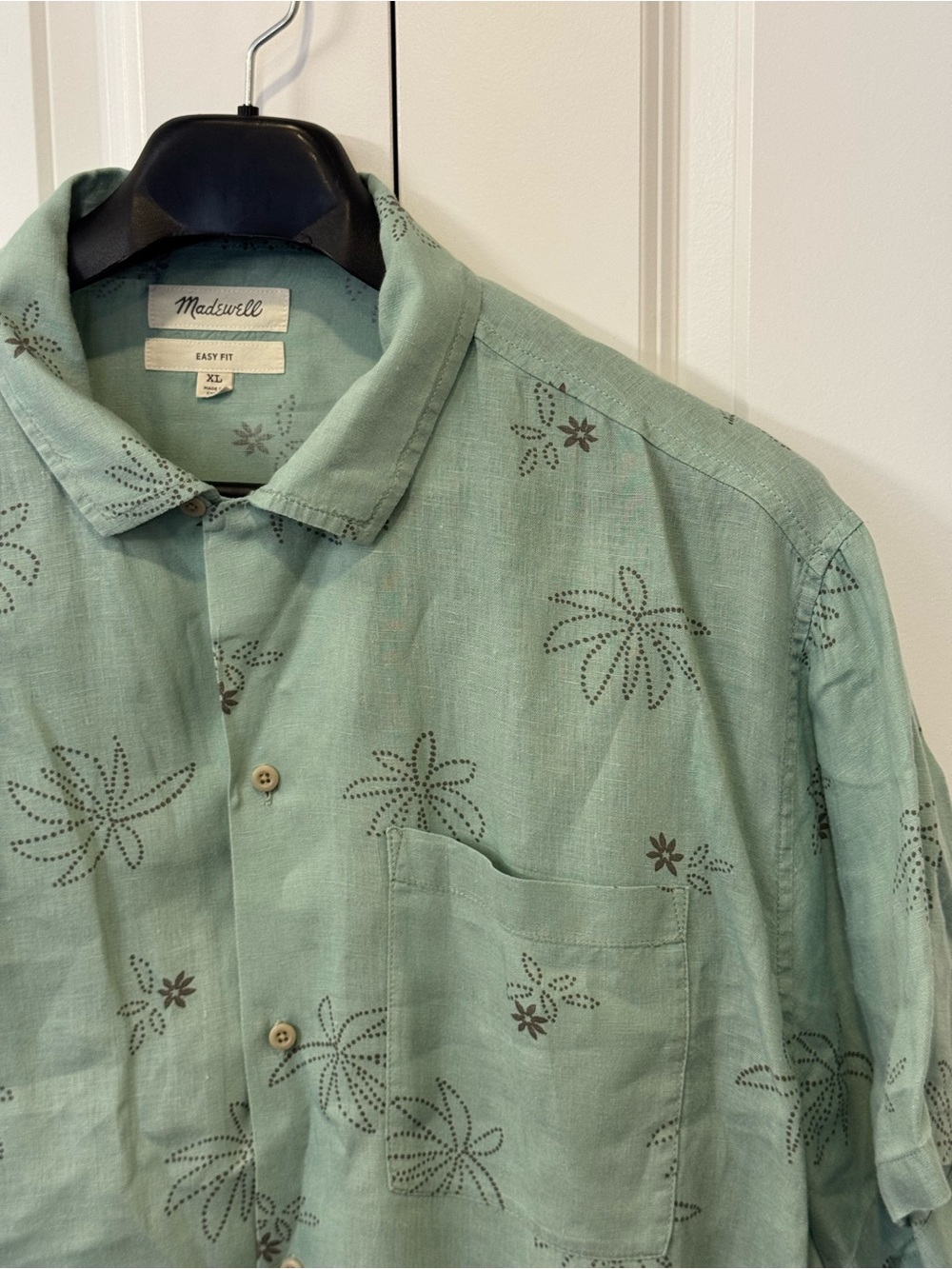 Madewell Men's Size XL Easy Fit Linen Short Sleeve Button Up Shirt